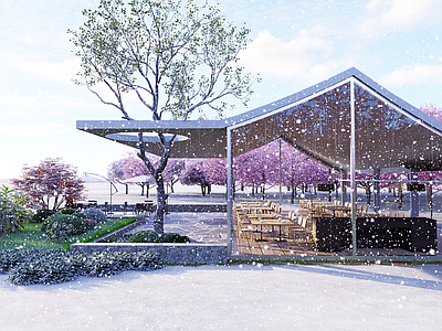 现代轻奢风格建筑 咖啡厅 茶吧 休闲中心 庭院