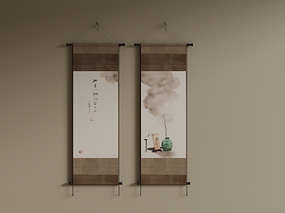 新中式禅意挂画 宋氏挂画组合 茶室挂画 书房挂画 办公室挂画 卷轴画