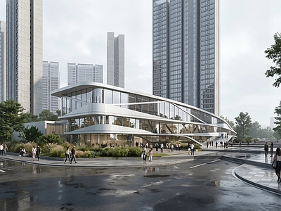 现代小公建 流线玻璃幕墙会所