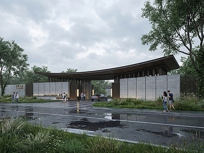 新中式售楼处建筑 新中式示范区会所