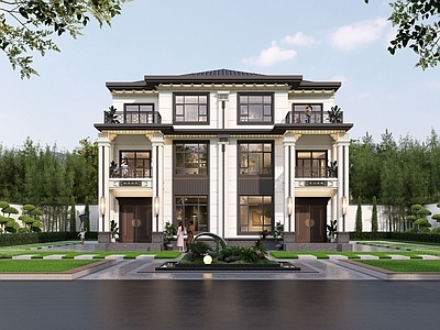 新中式中式乡村民房 自建房 别墅自建房 新中式自建房 乡村别墅