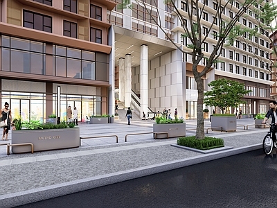 现代商业综合体景观 青年公寓 现代商业街区