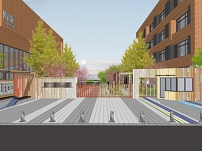 现代教育校园景观 现代小学校园 校园教育景观