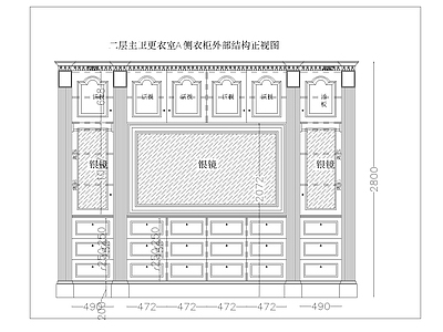 欧式家具图库 动态图块 别墅主卫更衣室 别墅主卫衣帽间 步入式衣帽间 衣帽间 施工图