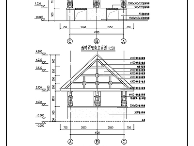 景观节点 池畔酒吧台详图 施工图