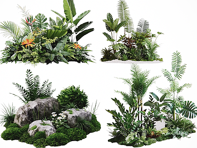 植物组合 2D免扣精细灌木