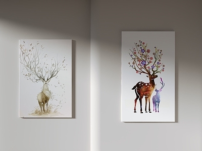 现代简约挂画 现代装饰画 动物 鹿 客厅挂画 玄关挂画