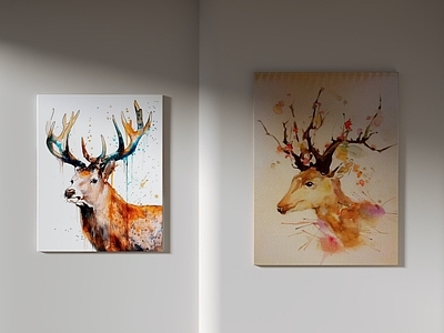 现代简约挂画 现代装饰画 动物 鹿 客厅挂画 玄关挂画