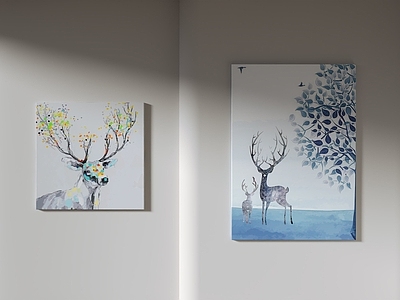 现代简约挂画 现代装饰画 动物 鹿 客厅挂画 玄关挂画