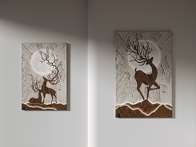 现代简约挂画 现代装饰画 动物 鹿 客厅挂画 玄关挂画