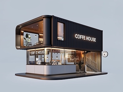 现代简约餐饮建筑 现代咖啡屋
