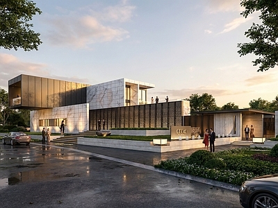 现代商场建筑 商业会所餐饮建筑