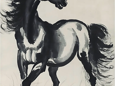 现代其他挂画 山水画骏马