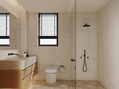 奶油中古卫生间 奶油风卫生间 简约卫生间