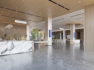 现代原木银行 银行大堂 银行服务大厅 银行休息区 前台 办公区