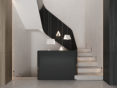 现代极简楼梯间 钢板楼梯