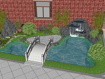 现代乡村庭院 廊架凉亭 假山跌水 鸡棚 乡村庭院 菜园菜地