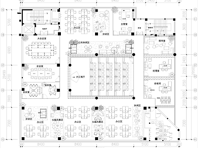 现代开放办公室 共享办公室 董事长办公室 总经理办公室 小办公室 办公会所 施工图