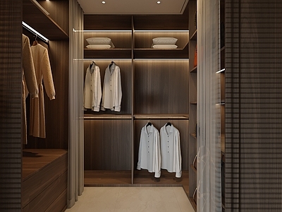 现代意式衣帽间 主卧衣帽间 U型衣帽间 开放式衣帽间