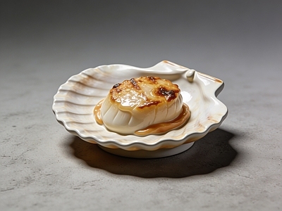 现代雕塑 烤扇贝 海鲜 烧烤 AIGC 食物雕塑