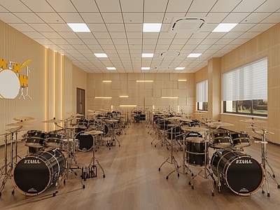 现代原木教室 架子鼓教室 架子鼓培训教室