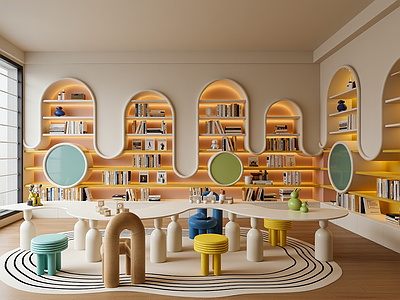现代幼儿园 现代阅览室 幼儿园阅览室 图书馆