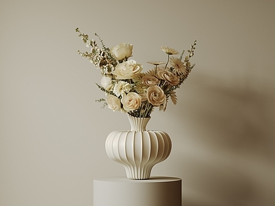 现代中古花艺 现代中古花瓶花艺 新中式花瓶 侘寂风装饰品 极简玻璃花瓶 餐桌陶瓷花瓶