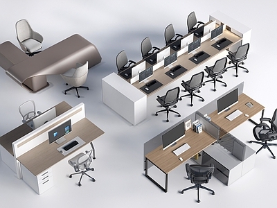 现代办公桌椅 现代办公桌椅 工位桌椅 员工办公桌