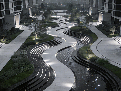 现代其它外景 景观空间 水景