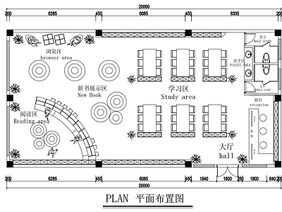 现代图书馆 200平图书馆 施工图