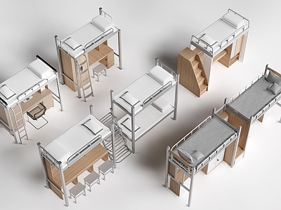 现代上下床 现代高低床 双层床 上床下桌床