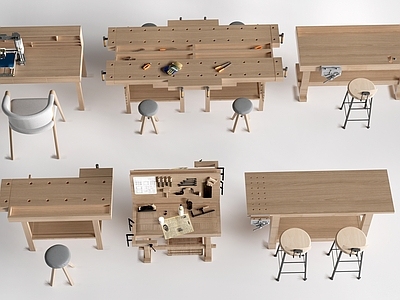 现代其他桌椅 现代木工桌椅 木工工作台 工具桌