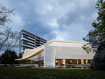 现代新中式售楼处建筑 现代中式售楼处 社区服务中心 小商业 街角商业 展示中心