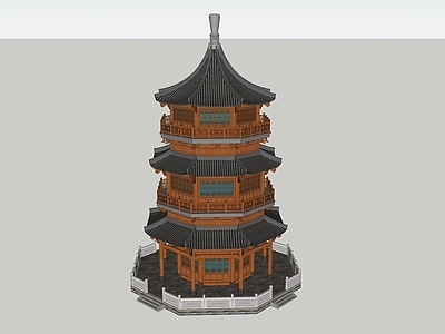 中式古建筑 楼阁 塔 仿古建筑 八角楼阁