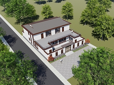 新中式中式乡村民房 自建房 新中式 乡村民房 独栋小院 合院