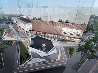 现代售楼处建筑 折线景观建筑 现代建筑 精致 前场景观