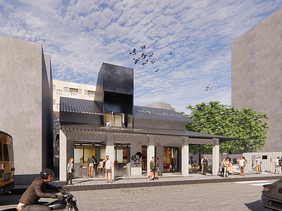 现代中式商业综合体景观 城市更新文化街区 商业广场外摆空间 精品商业门头 中式商业景观 特色文化广场铺装
