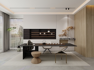 现代意式茶室 茶区 别墅茶室 会所茶室 茶室柜 茶桌