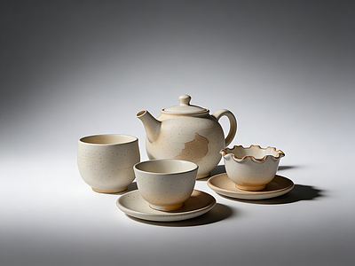 茶具 仛寂风 茶壶 茶杯 粗陶 陶瓷
