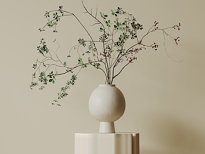 现代中古花艺 现代中古花瓶花艺 新中式花瓶 侘寂风装饰品 极简玻璃花瓶 餐桌陶瓷花瓶