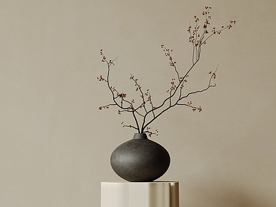 现代中古花艺 现代中古花瓶花艺 新中式花瓶 侘寂风装饰品 极简玻璃花瓶 餐桌陶瓷花瓶