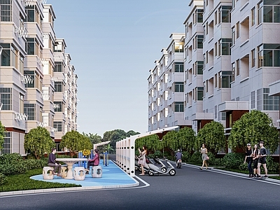 现代多层住宅 现代小区立面改造
