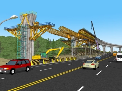 现代道路 铁路施工工地 高速公路 施工工地 施工机械