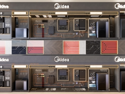 空调 新风系统墙 空气净化展示 风管机空调电器 空调空气展示墙 中央空调