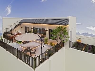 现代新中式阳台 阳台花园庭院