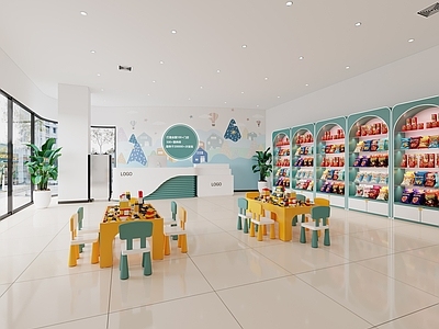 现代简约母婴店 母婴店 玩具店 积木桌 零食柜