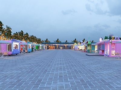 现代甜品面包店 餐车 集装箱餐车 售卖亭 餐车商业街