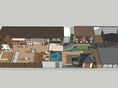 法式日式乡村庭院 日式书屋 复古咖啡馆 法式庭院 现代庭院