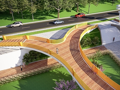 现代新中式景观桥 廊桥 木景观桥 城市廊道 金属景观桥 异形桥