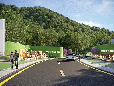 现代简约入口大门 公园入口大门 次入口 入口艺术装置 入口围挡景观